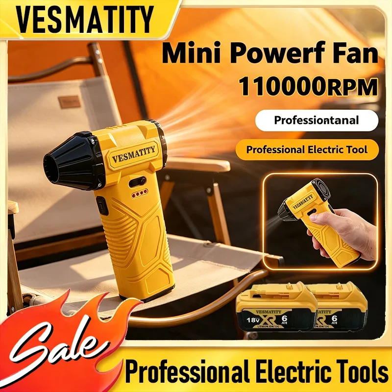 Original Brushless Turbo Jet Blower 110000 RPM Type-C Charging Powerful Strong Winds Dry Vacuum Cleaner Tool For DEWALT Battery