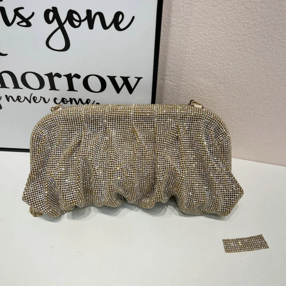 Wysokiej jakości luksusowy projektant kryształowy błyszczący Rhinestone wieczorowa kopertówka wesele brokatowa torebka damska torebka Crossbody torba