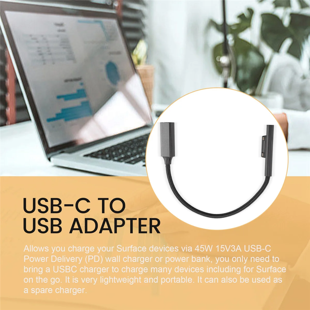 USB-Cナイロン編組充電ケーブル,Microsoft pro7,go2,pro6,5,4,3, Surfaceラップトップ,ブックへの接続