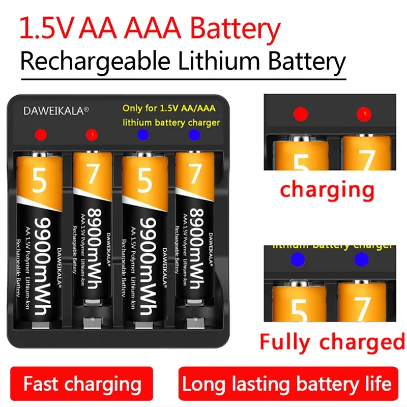 

1,5 В AA AAA батарея 9900 МВтч литий-ионная аккумуляторная батарея ДЛИННЫЙ СЕРВИС ЖИЗНЬ для мыши с дистанционным управлением маленький вентилятор Электрическая игрушка
