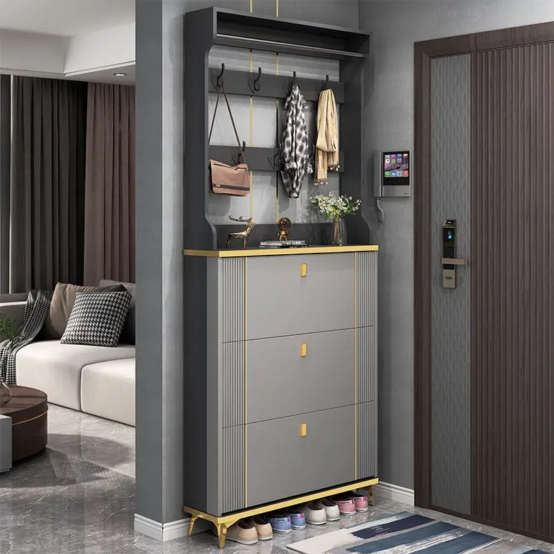 Light luxury ultra-thin tipping bucket shoe cabinet