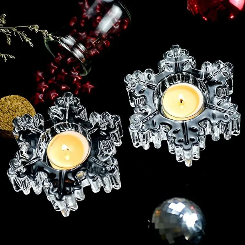 2 Pcs Snowflake Votive Candle Holder Candle Cup Bedroom Scented Candle Holder Ornaments Anniversary Wedding Decorations