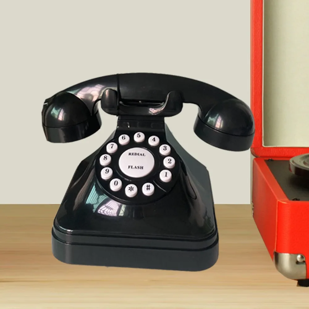 NEW Classic Vintage Landline Telephone ABS Wired Corded Telephone Black Antique Decor Communication Tools Hotel Office House Bar