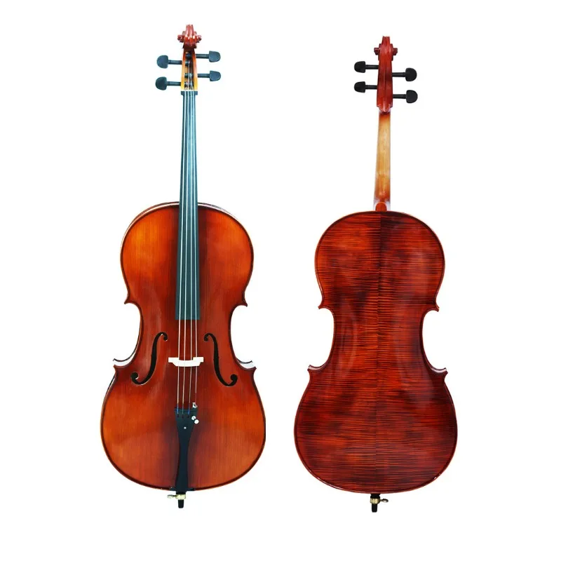 Cello natural tiger pattern maple back plate high-end grading musical instrument