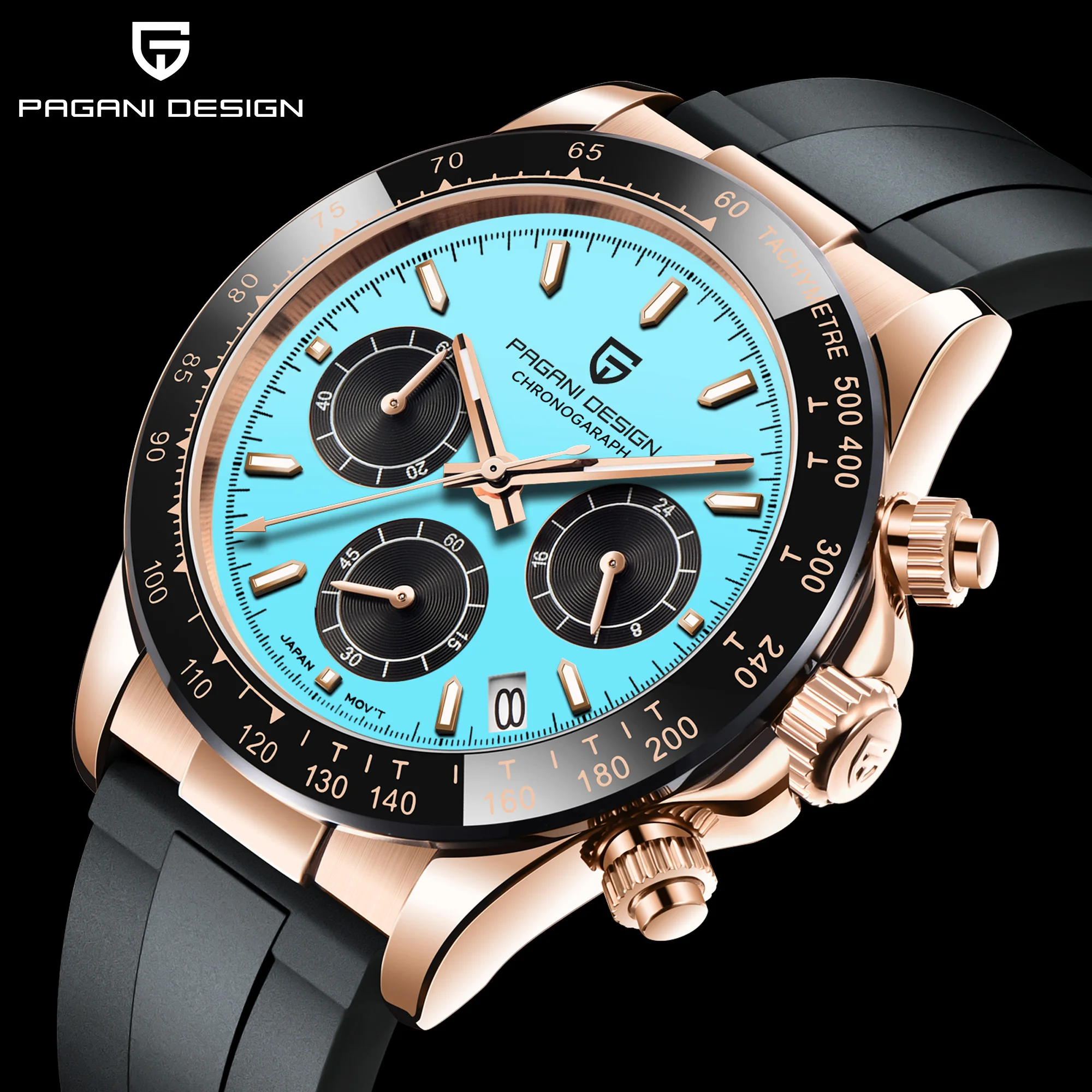 PAGANI DESIGN Mens Stop Watch Chronograph Luxury Quartz Watches For Man Japan VK63 Wristwatches Stainless Steel Waterproof Clock