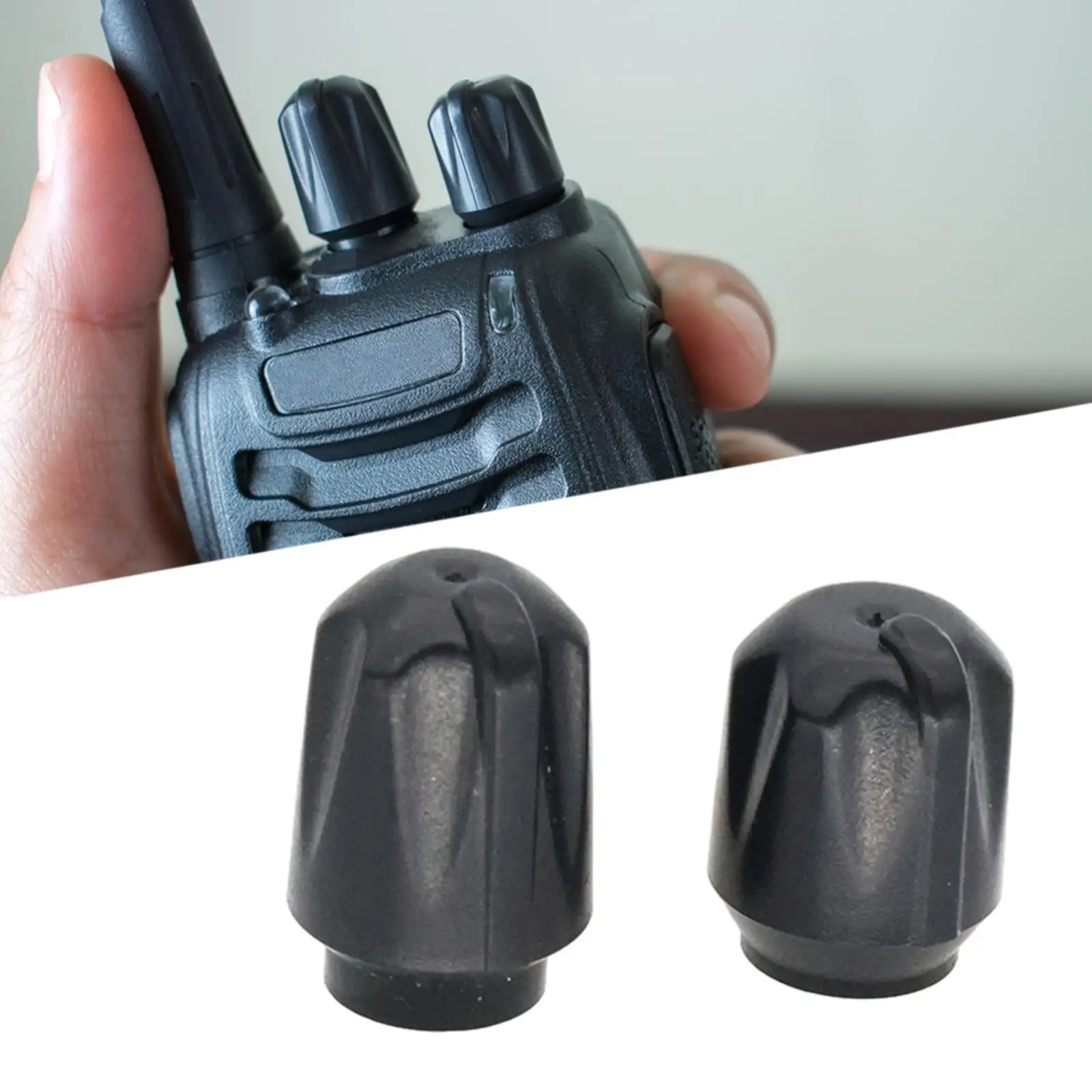 Radio Volume and Channel Knob Cap Set DIY Button Lid Black Plastic for Home Office Two Way Radios