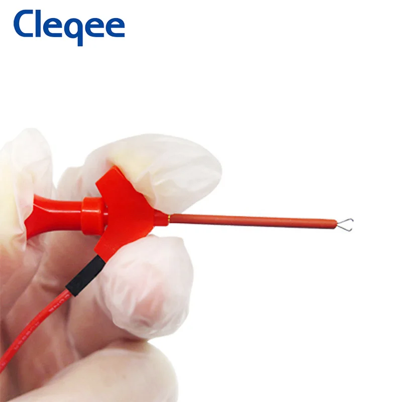 Cleqee P1511B Minigrabber to 2mm Female Jack Silicone Test Lead IC Test Hook Clip with Internal Spring 26AWG Fits 2mm Test Probe