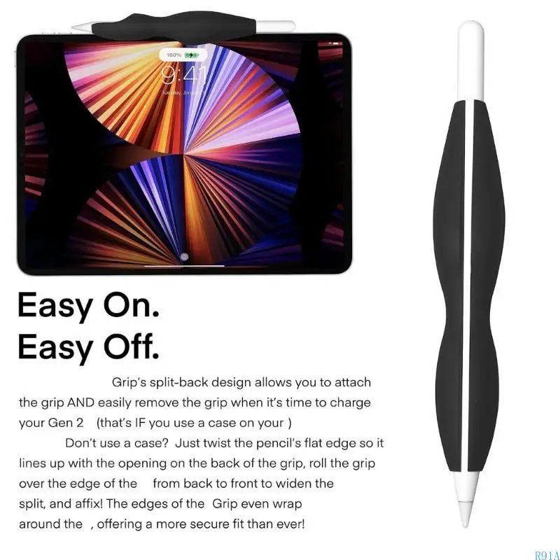 R91a Tablet Tablet Touch Pen Grip Sleeve لقلم رصاص 2 جيل يوفر الراحة والتحكم استمتع برسم طويل #3