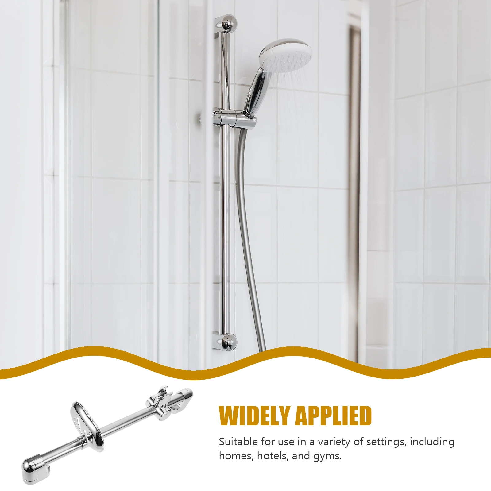 

Heavy Duty Stainless Steel Shower Slide Bar Adjustable Riser with Soap Holder Secure Mounting for Home Hotel Shower Rooms