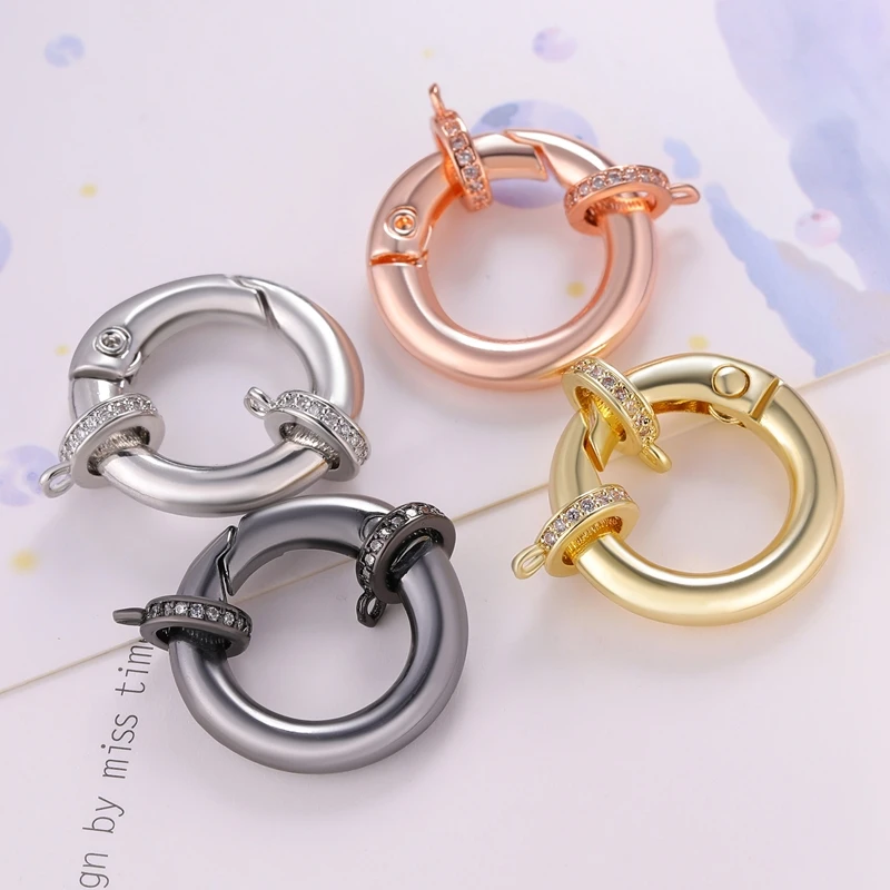 Juya DIY 18K Gold Plated Decoration Carabiners Bolt Lock Clasps Accessories For Handmade Punk Mesh Chains Pendant Jewelry Making