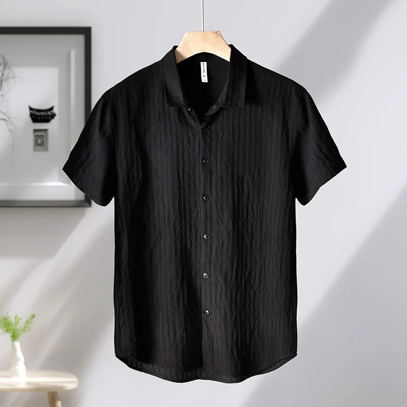 Italy New Short Sleeve Casual Shirt Mens Brand Quality Trendy Comfortable Sunscreen Top Clothes Plus Size M-4XL Chemise Homme