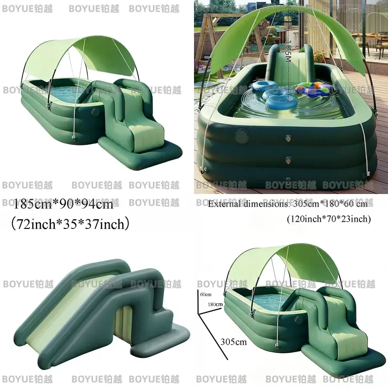 Large Family Inflatable Swimming Pool Outdoor Garden Kids Baby Play Center with Sunshade Heavy Duty Above Ground Water Park