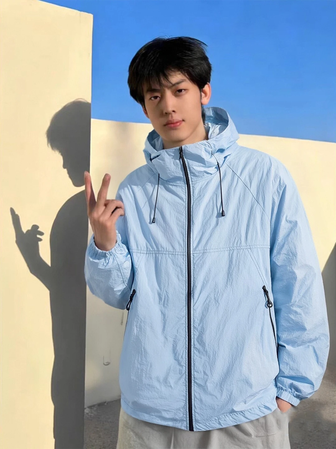 

Men's Outdoor Lightweight Ice Silk Qui Dry Hat Sun Protection Clothing Summer Cycling Suit Jaet Loose Fit Long Sve Zipper