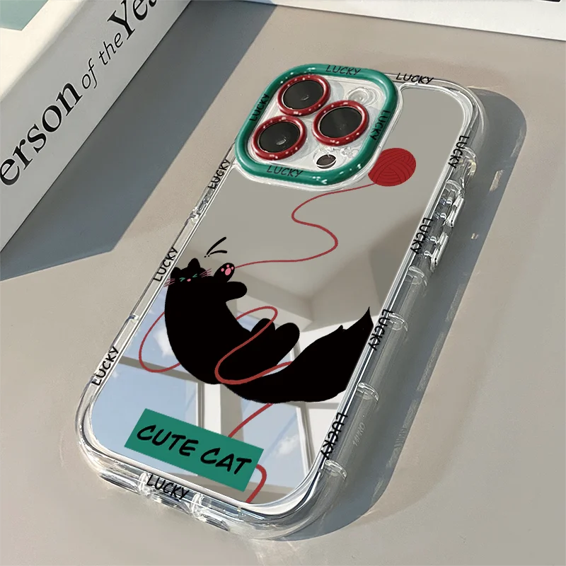 Niedliche Hasenohren Air Cushion Spiegel Handyhülle für iPhone 17 15 14 16 Pro Max 13 12 11 Pro XR XS 7 8 Plus 17Air Süße Mädchenhülle – Detail 4