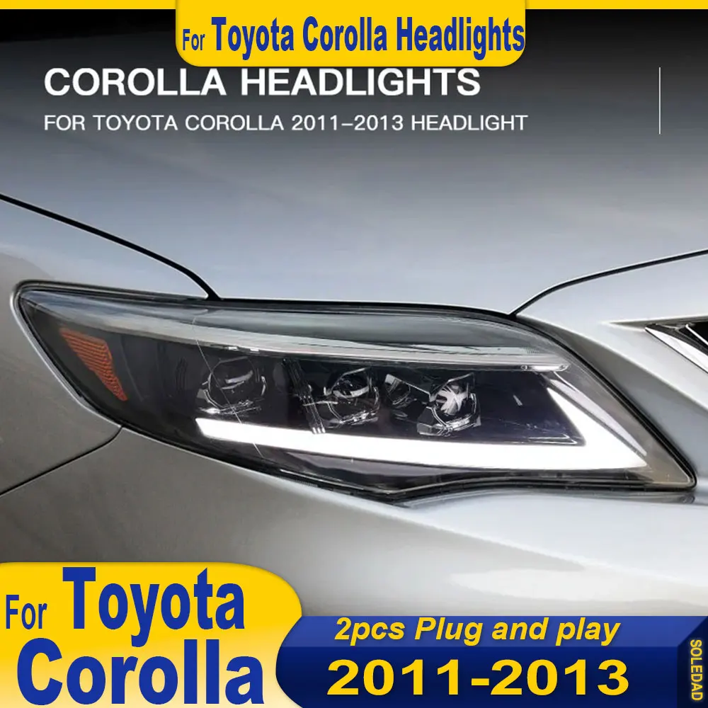Car LED Head Lamp for Toyota Corolla LED Headlight 2011-2013 Headlights Corolla DRL Turn Signal High Beam Angel Eye Projector