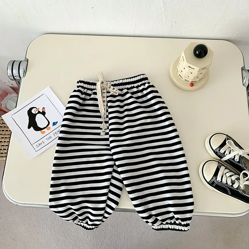 Children's Pants New Style Striped Fashion Boys and Girls Casual Striped Outside Ankle-Length Sports Pants Spring Autumn Pants