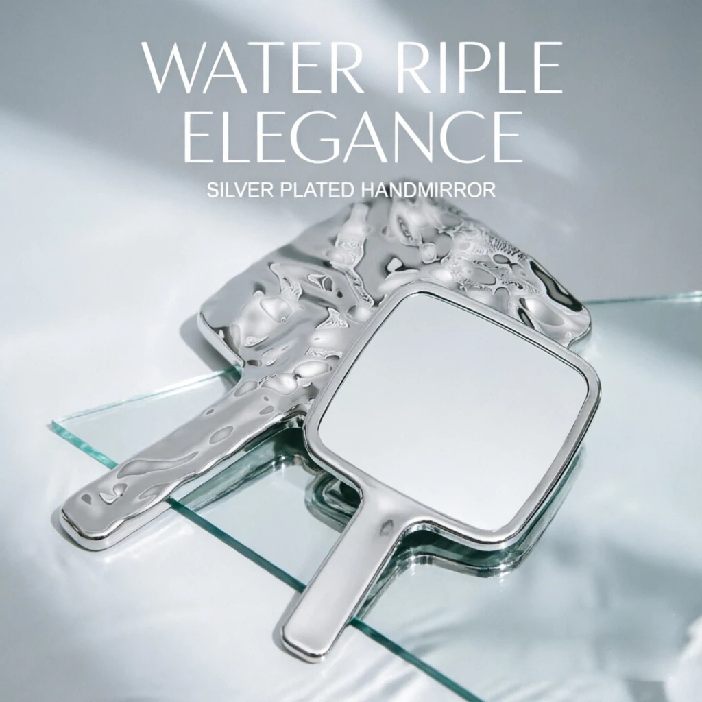 Beauty Makeup Hd - Electroplated Water Ripple Handheld Makeup Mirror