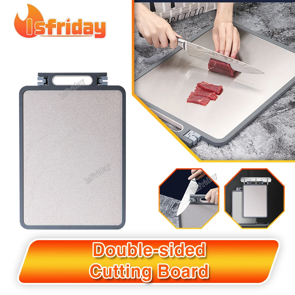 

304 Stainless Steel Double-sided Cutting Board Thickened cutting board with sharpening stone