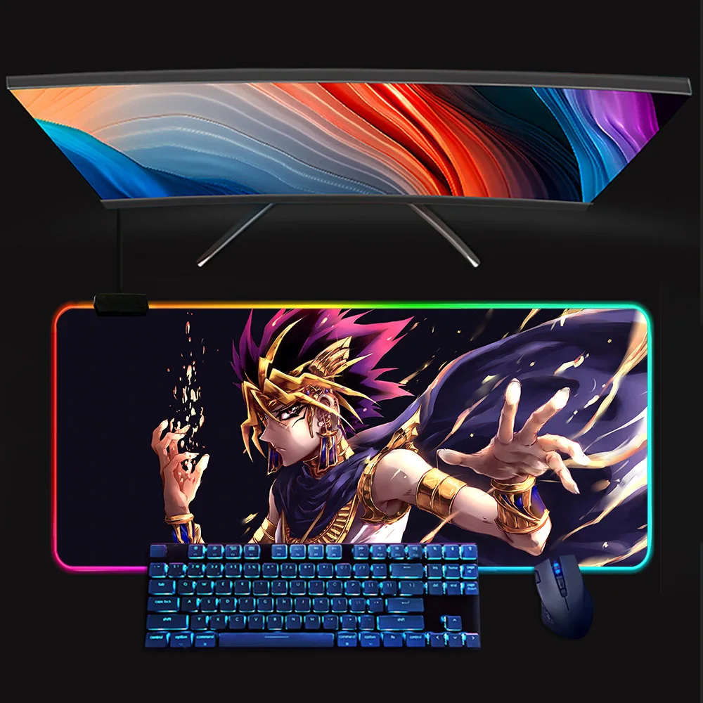 Gioco Yu Gi Oh RGB Pc Gamer tastiera Mouse Pad Mousepad LED incandescente Mouse Mats gomma Gaming Computer Mausepad