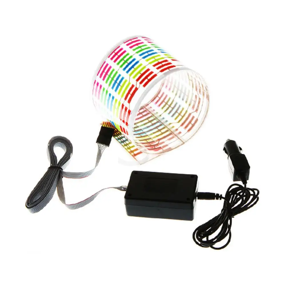 Car Rear Window Sticker LED Sound Activated Equalizer Music Flash With EL Control Rhythm Lamp Box Light Car Neon L9P6