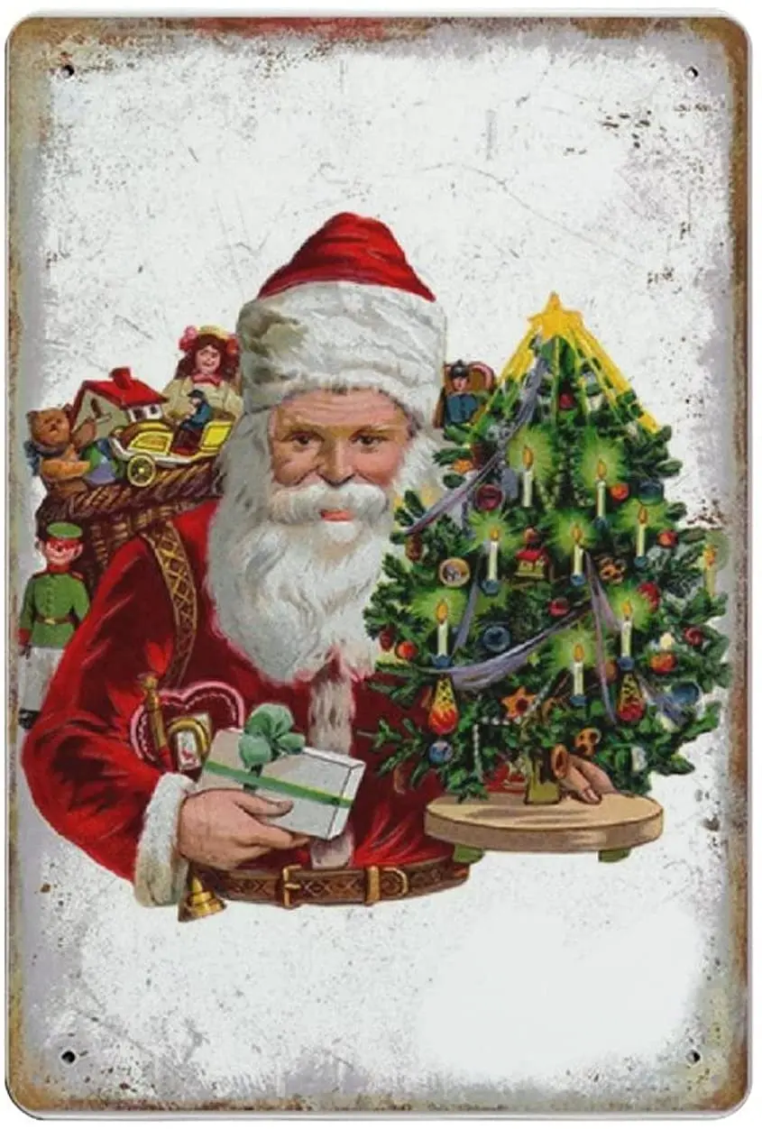 LALLRI Merry Christmas Metal Wall Poster Tin Sign Vintage Dinner Room Restaurant Cafe Shop Decor 12x8in (30x20cm) sign
