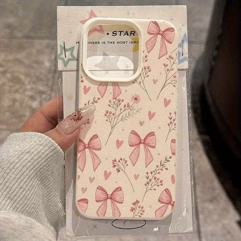 Cute Pink Bow Heart Wildflower Phone Case for Samsung Galaxy S26 S25 S24 S23 S22 S21 S20 Plus Ultra A73 A52 A32 A25 A15 Cover