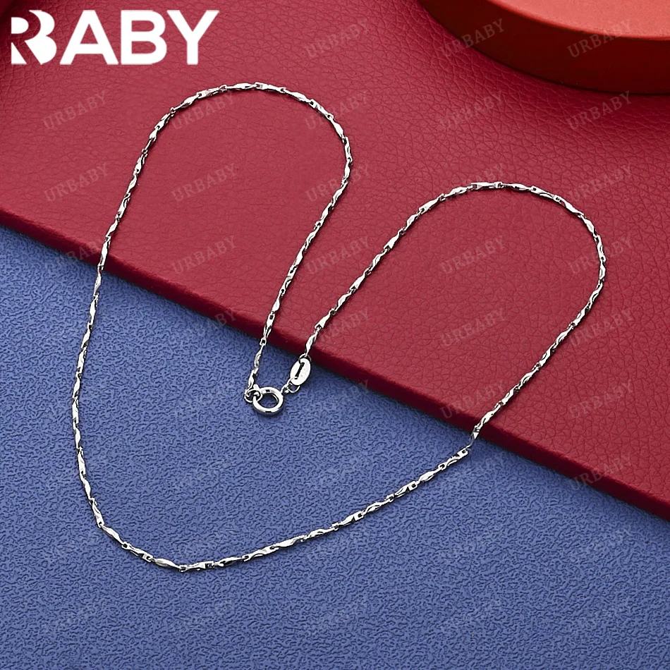 

URBABY 925 Sterling Silver Thin Chain Necklace For Women Men Anniversary Gift Popular Wild Fashion Romantic Jewelry