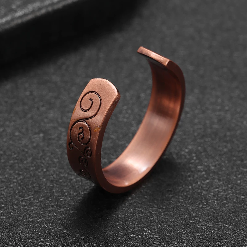 Retro Engraved Totem Ring Magnetic Energy Treatment Joint Pain Copper Open Ring Suitable for Men and Women Health Accessories image 4