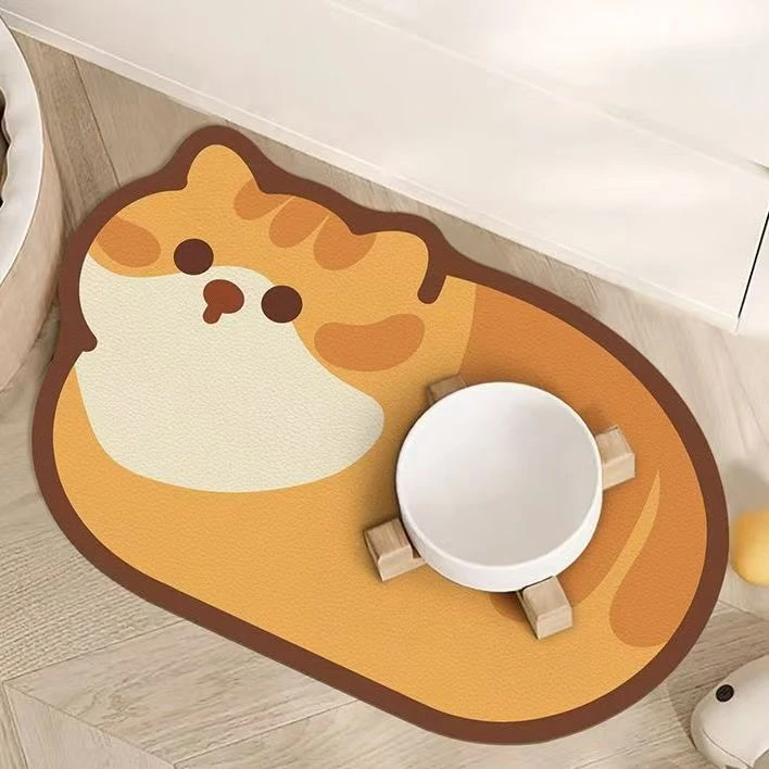 Niedliche Katzenförmige Haustier-Fressmatte Wasserdicht Rutschfest Katzenschüssel-Unterlage Futter- und Wasserschüssel-Pad Leicht zu Reinigen Haustier-Esszubehör für – Detail 5