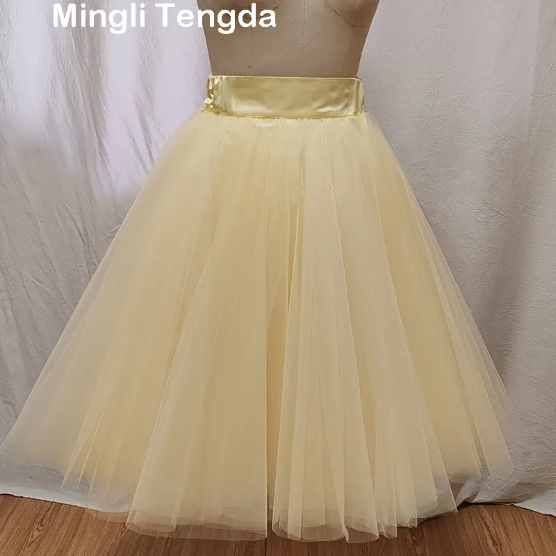 

Mingli Tengda Yellow/Rose Rose Real Photo Shaggy Short Skirt Bride Petticoat Lolita Underskirt Tutu Tulle Skirts Women Crinoline