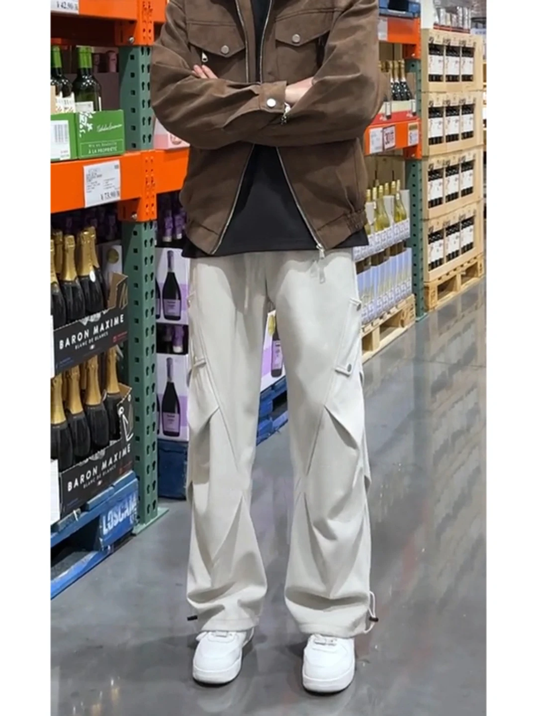 

Thiened Woolen Men's Workwear Pants Winter American Sle Umbrella Soldier Utili Trousers Drapey Heavyweight Casual Pants