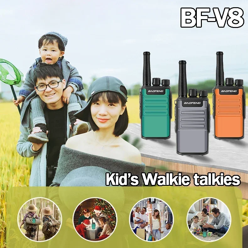 Baofeng BF-V8 جهاز اتصال لاسلكي صغير 5 واط طويل المدى UHF 400 ~ 470 ميجا هرتز الاطفال اتجاهين راديو نوع-C تهمة للأطفال هدية عيد ميلاد ألعاب أطفال