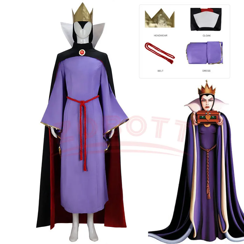 

The Snow White Evil Queen Cosplay Costume with Crown Evil Queen Costume Dress Halloween Carnival Party Queen Stage Costumes