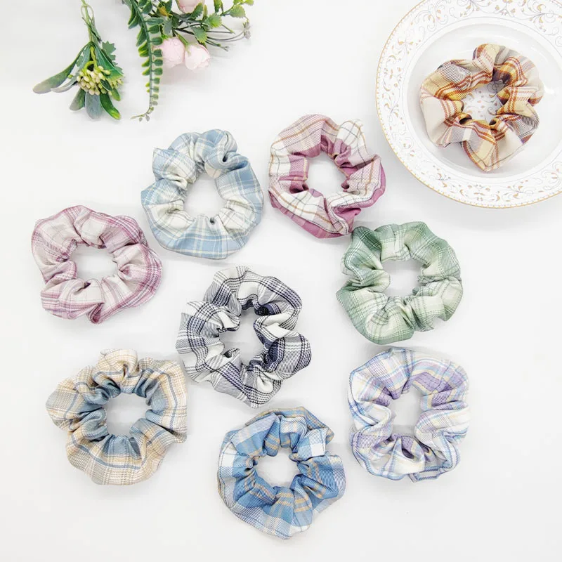 

1pc Fabric Large Sausage Hair Ring Headband Vintage Plaid Fat Sausage Hair Ring Hair Accessories