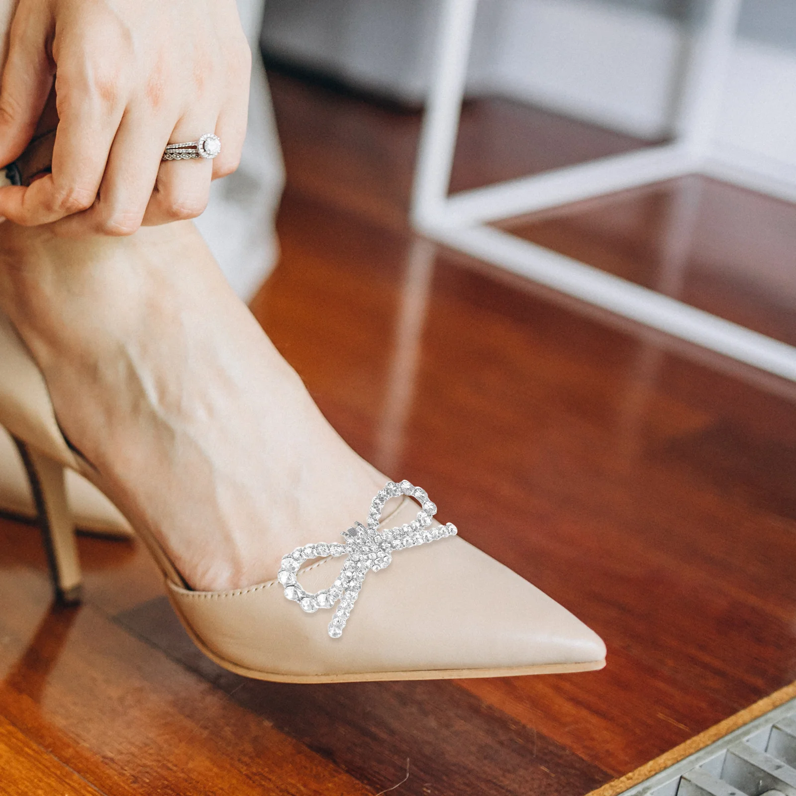 

Wedding Shoe Buckle Bow Clips for Shoes Bows Charms Decorative Bowknot Rhinestone Shaped Accessories Silver Bride