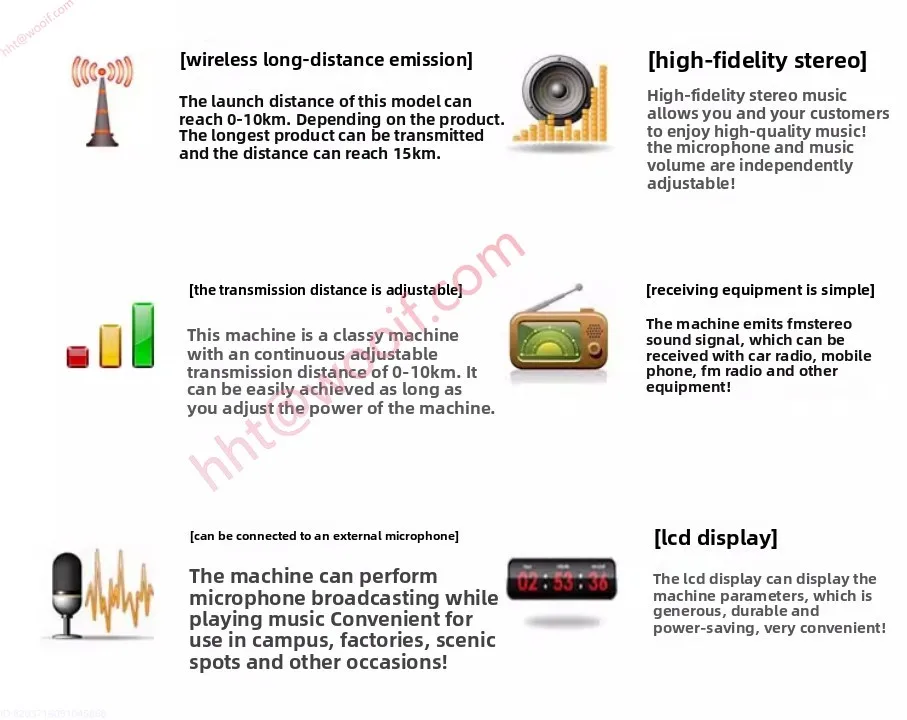 12V CZE-T251 0-25W 87-108MHz Wireless Stereo PLL Broadcast Station FM Transmitter
