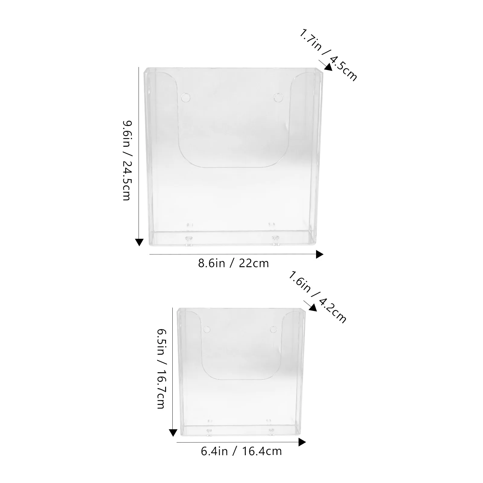 2 pçs acrílico documento suporte de papel fixado na parede organizador para escritório a4 a5 claro rack arquivo expositor carta pasta armazenamento