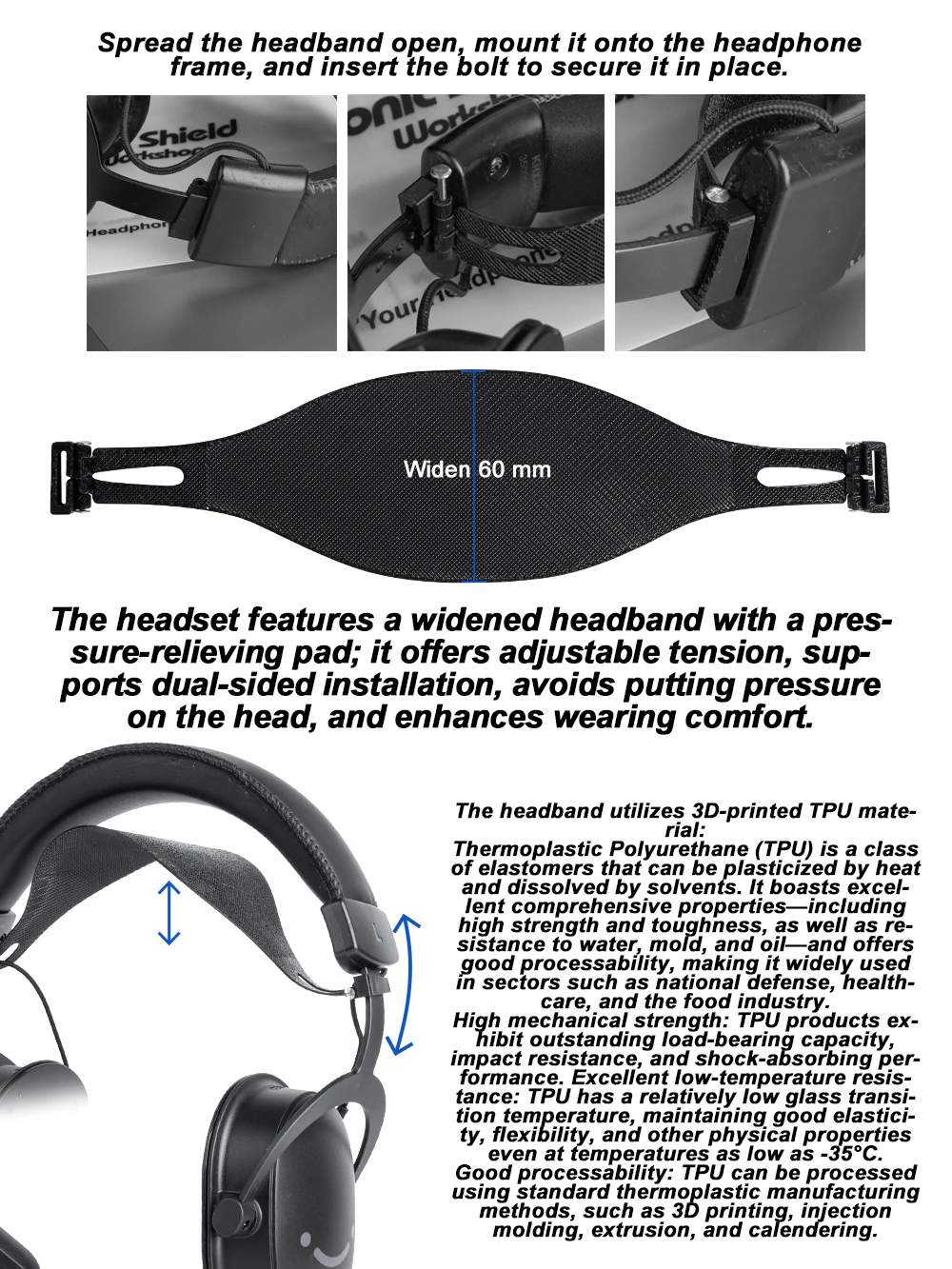 Head Pad For Fifine H3 H6 H8 H9 H13 H16 Headsets Widened Headband Pressure-Relief Pad Earpads