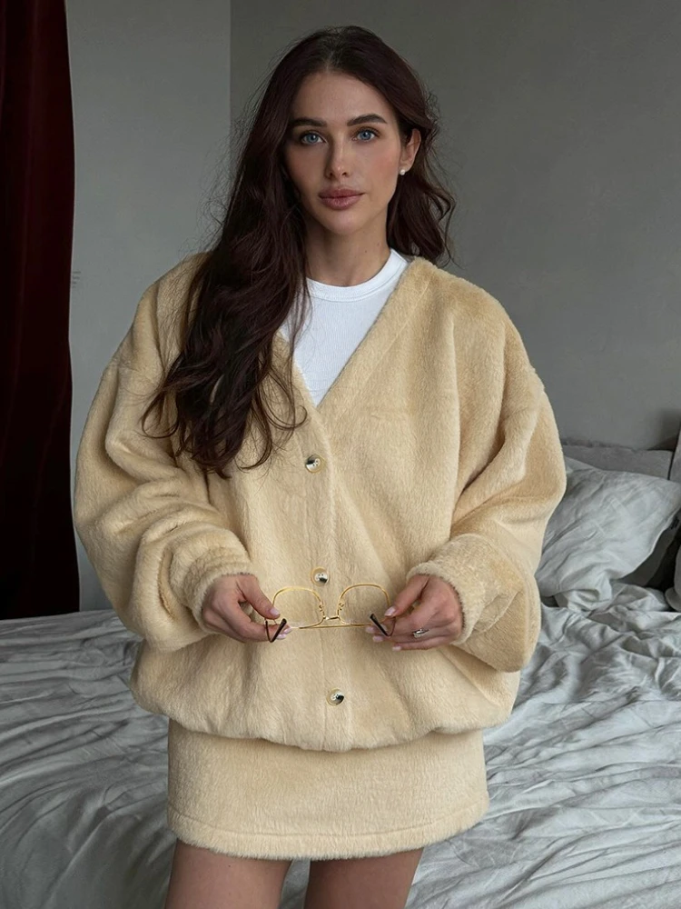 

Tossy Fashion Sweater 2 Piece-Set Short Skirt For Women Casual Solid Loose Long Sleeves Top And Slim Mini Skirt Sets Female 2025