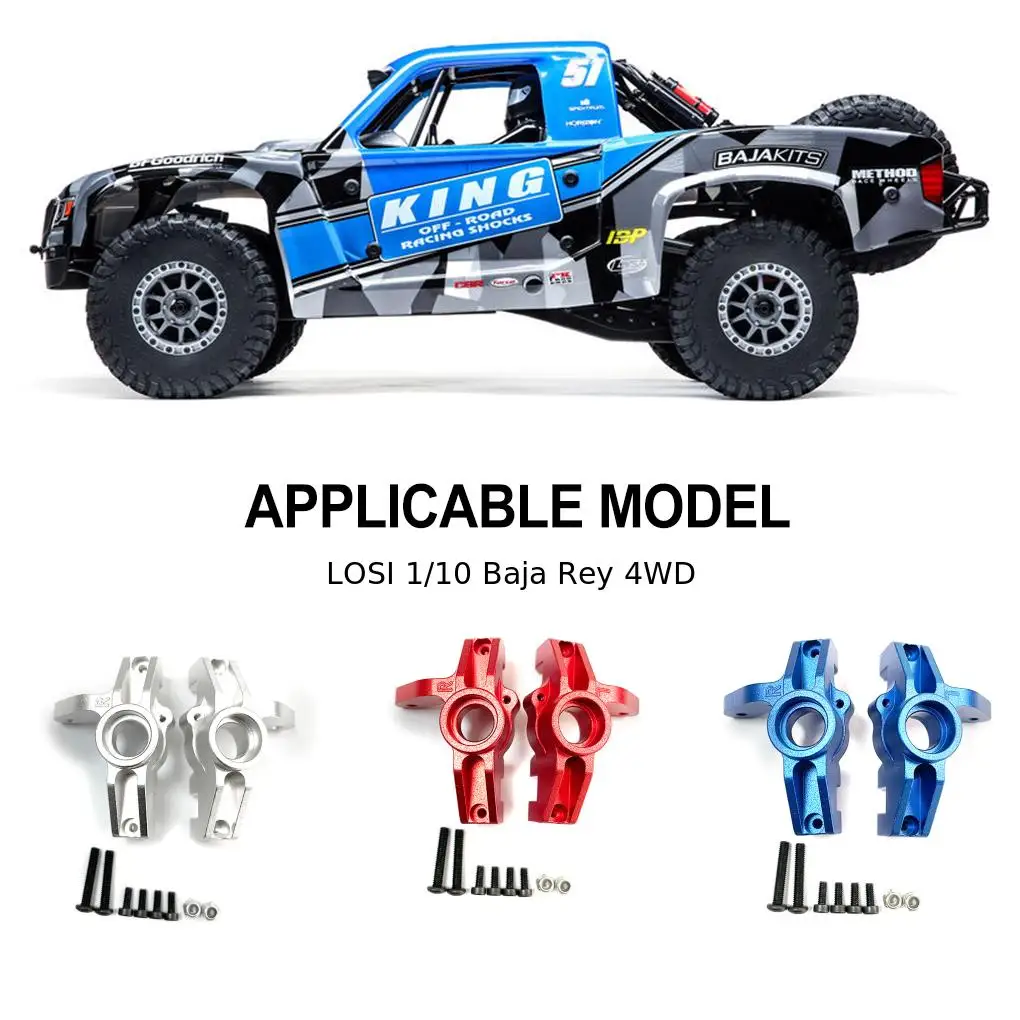 알루미늄 합금 내구성 스티어링 허브 캐리어, 1/10 LOSI Baja Rey 4WD RC 자동차 부품, RC 자동차 액세서리 교체 부품, 빨간색