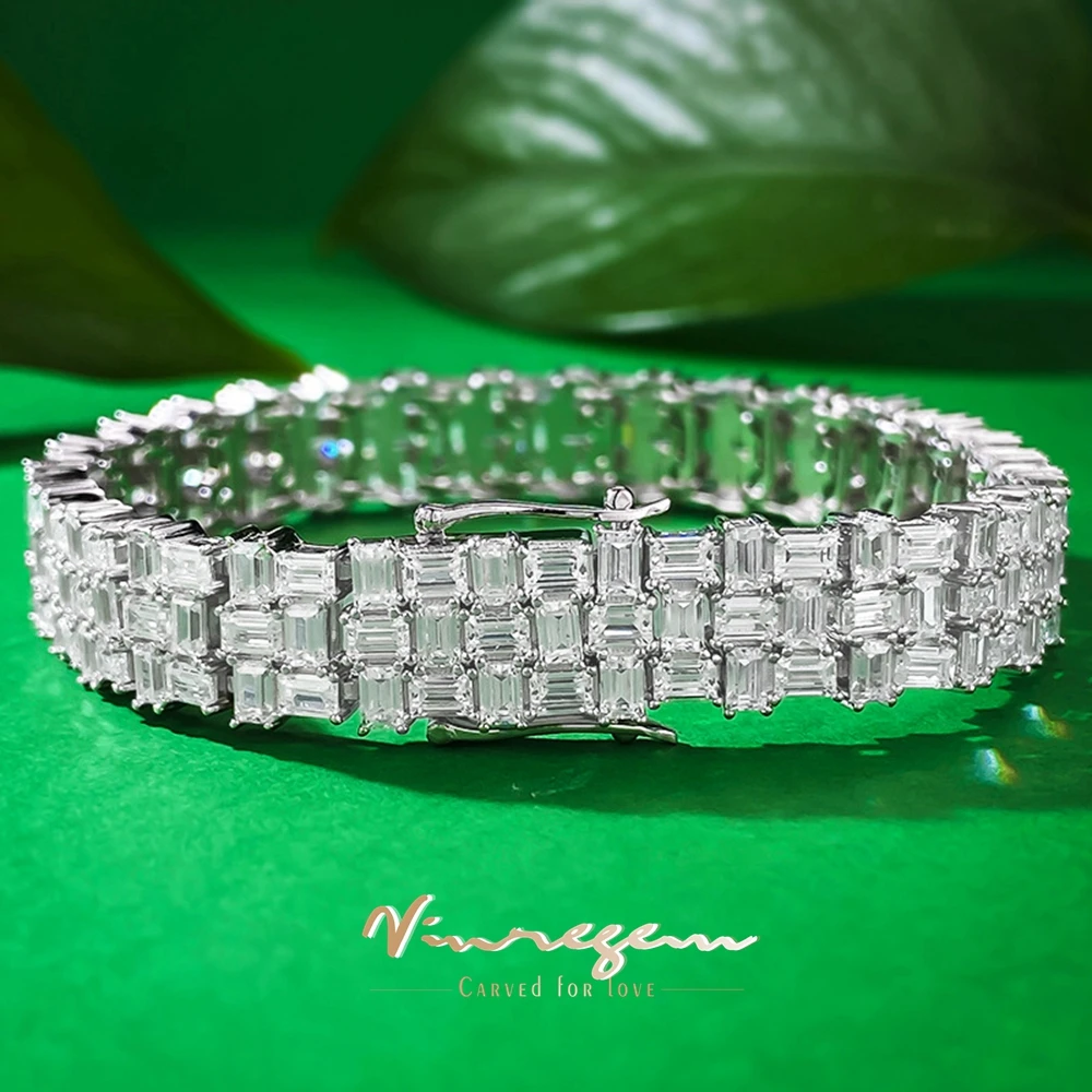 

Vinregem Lab Created Sapphire Gemstone Fine Bracelets for Women Luxury 100% 925 Sterling Silver Fine Jewelry Gifts Wholesale