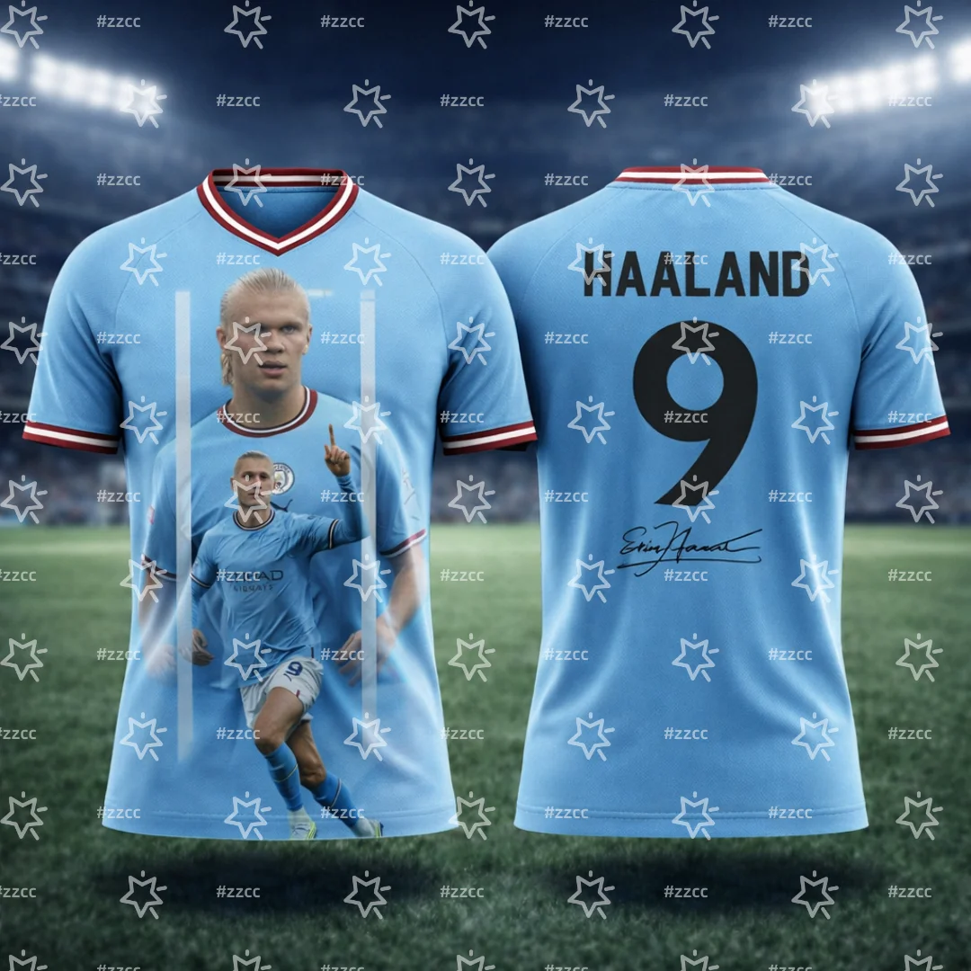 2026 Erling Haaland Nr. 9 Fußballtrikot Match- & Trainingsset Sommer Sport Herren T-Shirt Kinderbekleidung Tee Y2K Damen – Detail 3