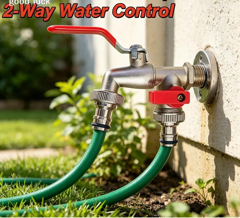 AnswerFaucet Brass 1/2'' Threaded Connection Dual Outlet Spout Multifunctional Durable Garden Faucet