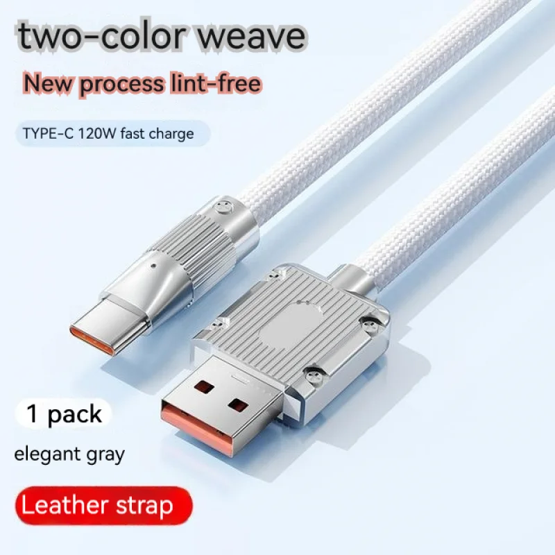 PD120W USB Type C Cable Fast Charging Cable for Xiaomi Oppo Huawei Samsung Macbook Metal Head Thickened Usb Charger Cable