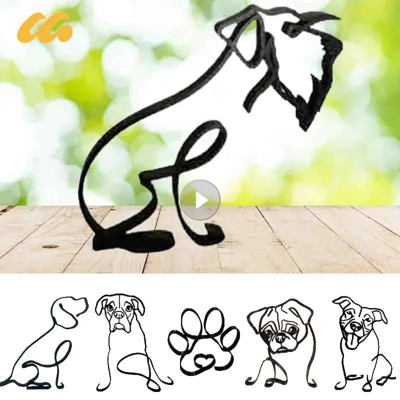 Dog Art Sculpture Simple Metal Dog Abstract Art Sculpture Cute Dog For Household Party Office Desktop Decoration Decoration Item