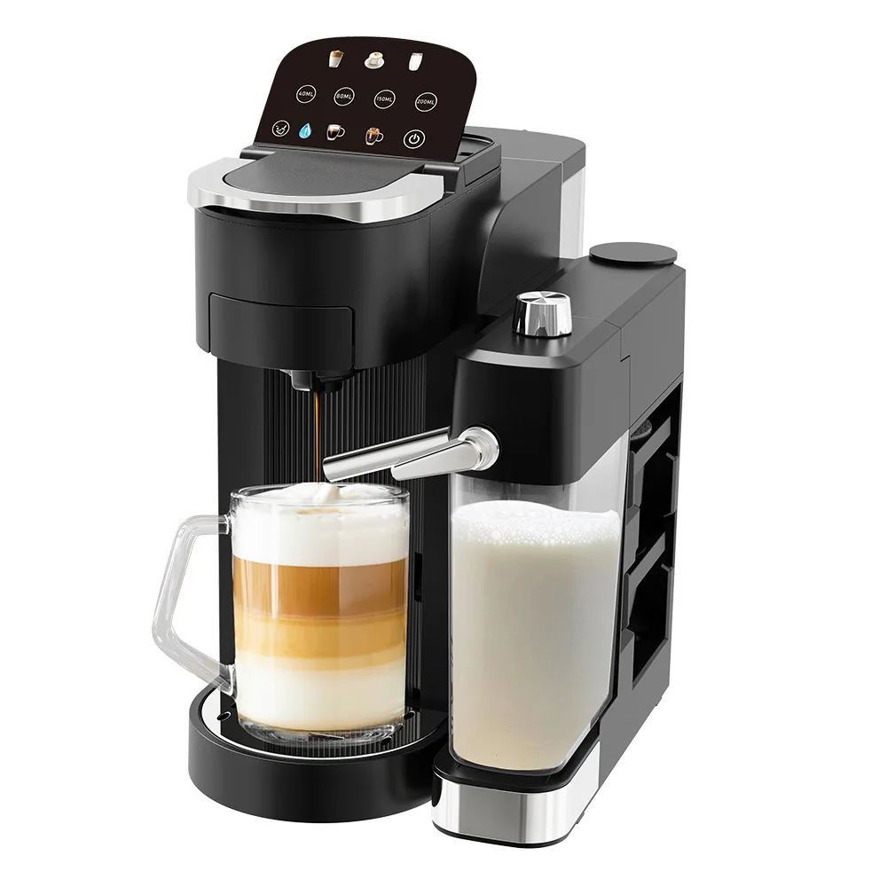 LCD Digital Display High Pressure Extraction Steam Milk Foam Stainless Steel Body Home Office Small Coffee Machine