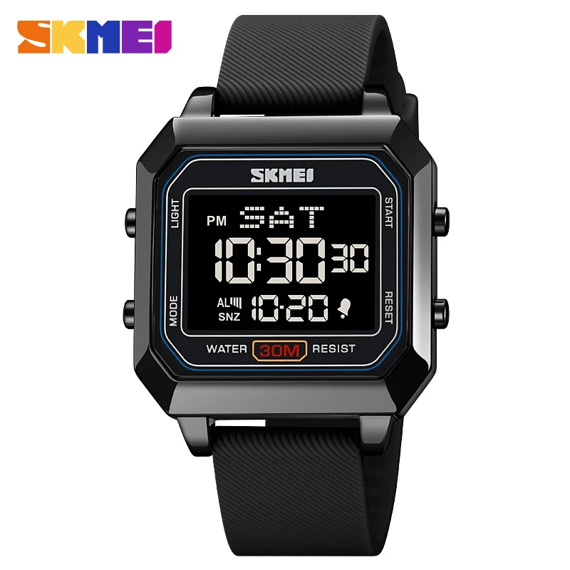 SKMEI Sports Digital Electronic Watch For Men Square Wirst Watches Led Light Countdown Watch Date Week Waterproof Alarm Clock