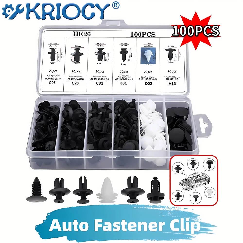 50/100pcs Auto Fastener Clip Kit Fender Rivet Clips Car Body Push Retainer Pin Rivet Bumper Door Trim Panel Retainer Car Clips