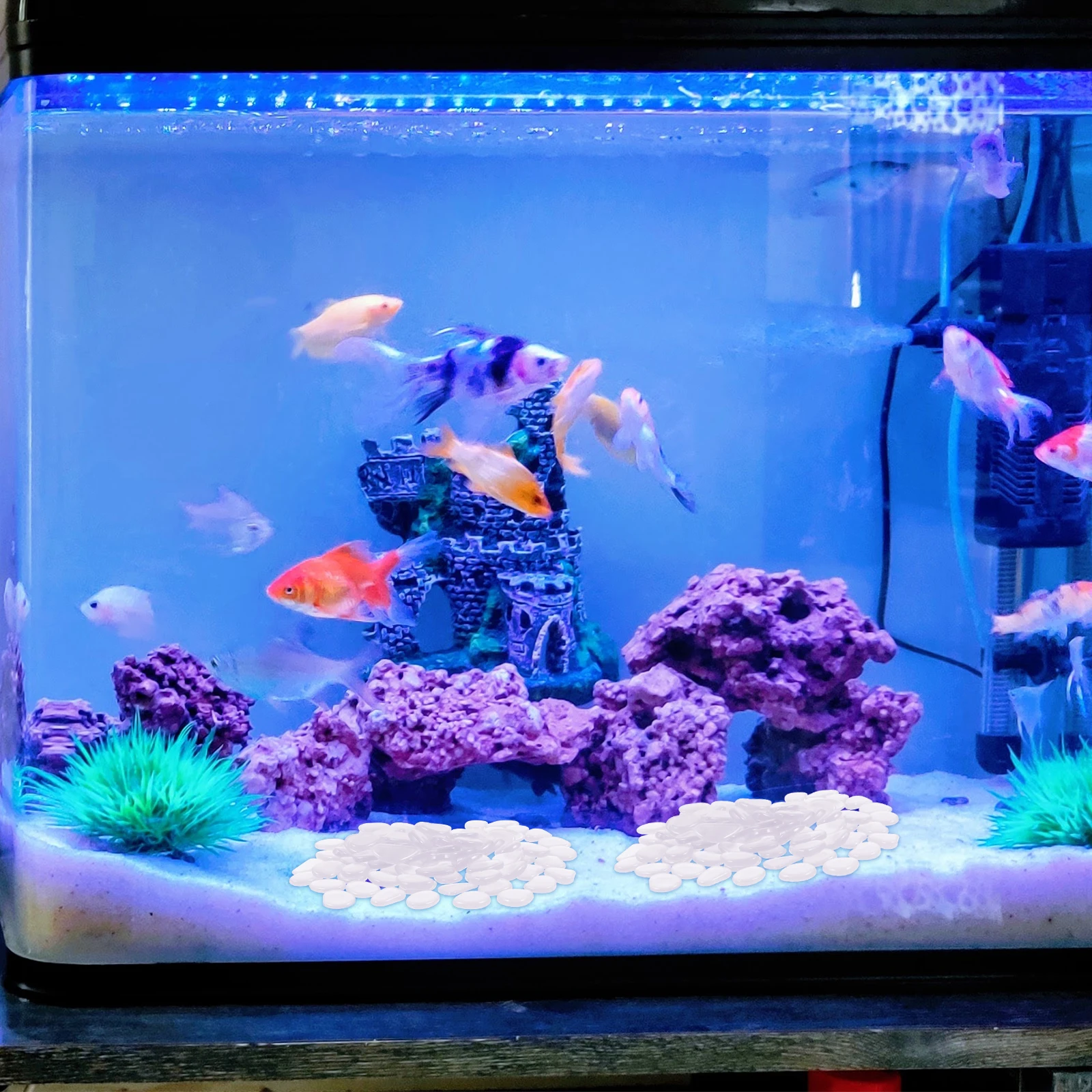 

200 Pcs Night Glow Stones White Blue 20 30mm Decorative Pebbles Aquarium Pond L Gravel Fish Tank Luminous Jewelry