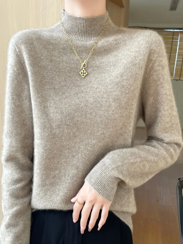 

Свободный женский вязаный свитер с высоким воротником, длинный свек, верхняя часть, повседневный, мягкий, удобный, осенне-зимний, новый, внутренняя одежда...